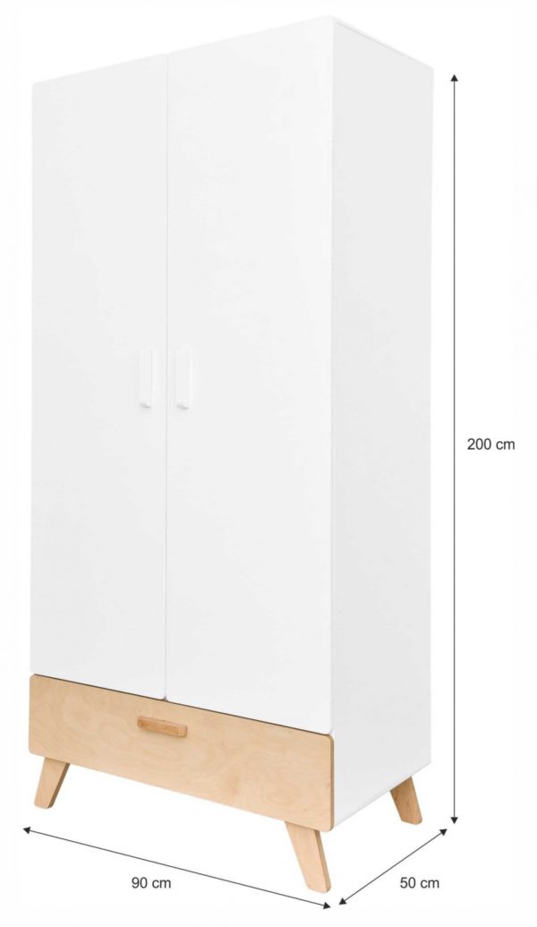 Dulap cu doua usi Hoppa - H 200 x L 90 x l 50 cm dimensiuni