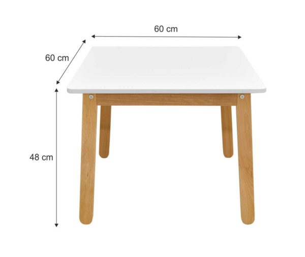 Masa Woody Snow White - H 48 x L 60 x l 60 cm - dimensiuni