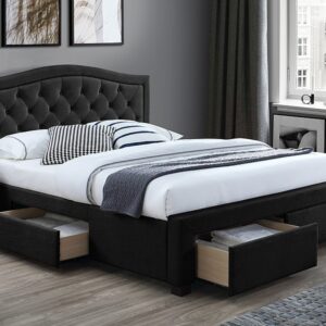 Pat tapitat Electra Velvet Negru